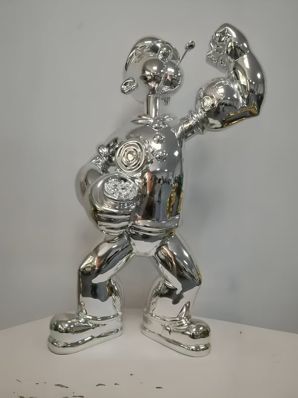 Popeye Replica Luxury Electroplated Figurine Statue - Silver