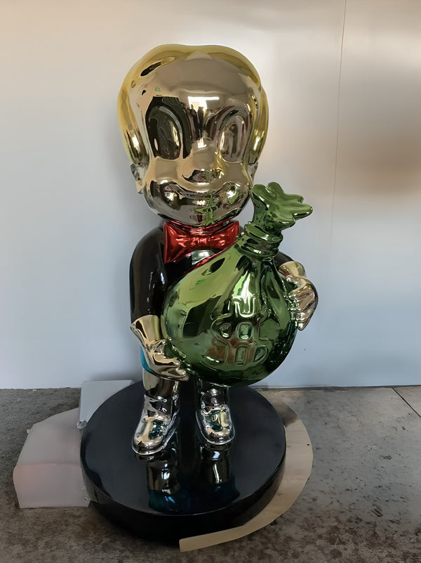Richie Rich Replica Holding Dollar Bags Figurine Statue