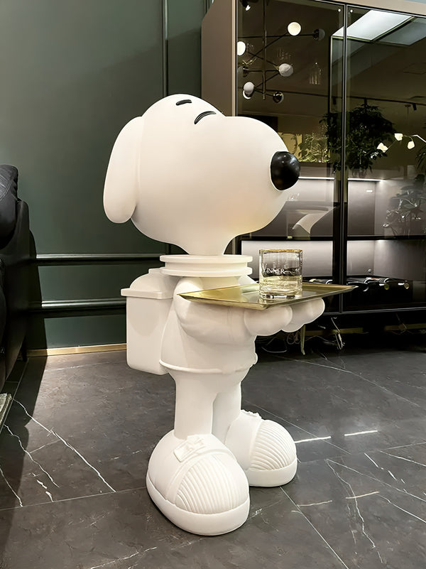 Snoopy Dog Replica Astronaut Tray Floor Statue - White