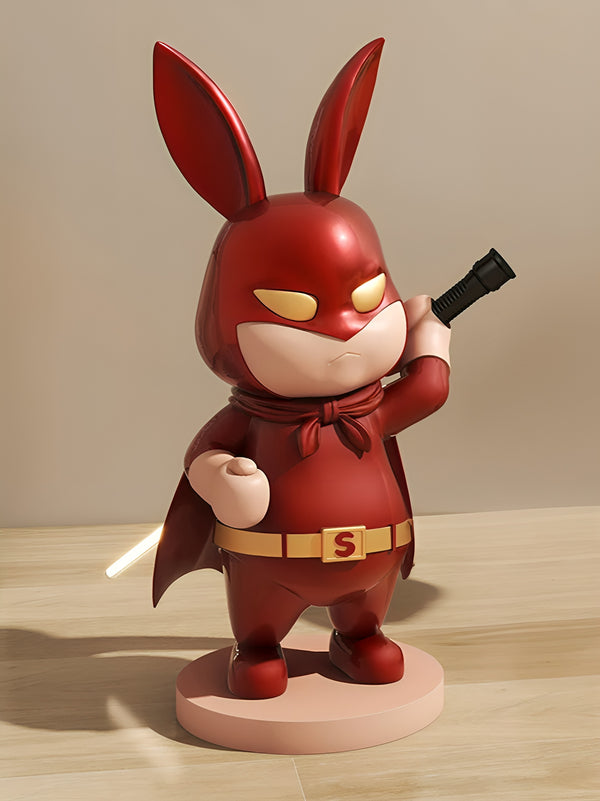 Superhero Costume Rabbit Character Tray Holder Floor Statue - Red