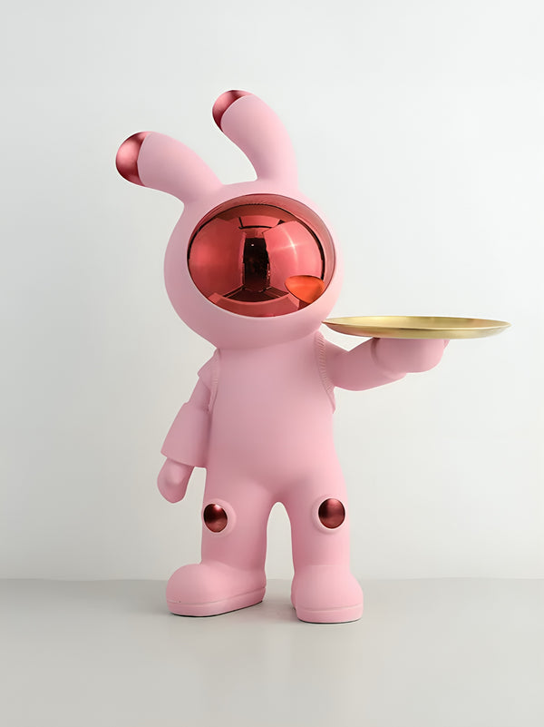 Rabbit Astronaut Character Chill Tray Floor Statue - Pink