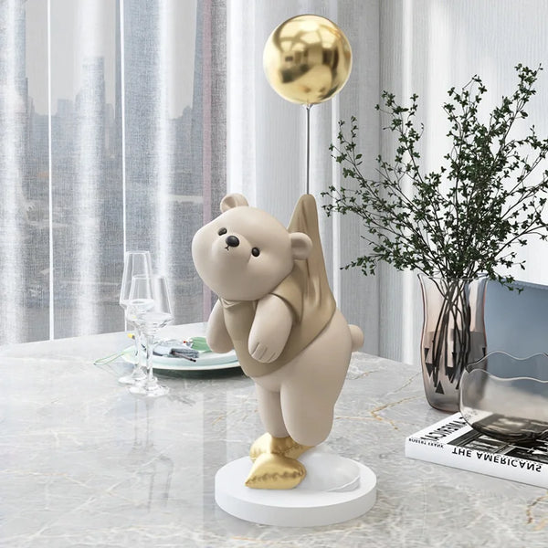 Floating Pinned Bear Balloon Figurine - Golden