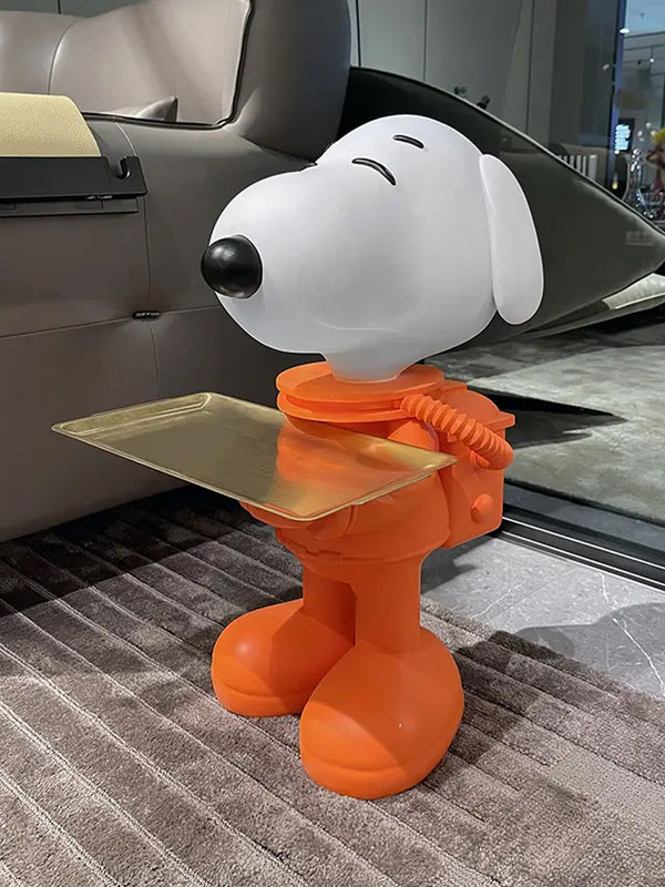 Snoopy Dog Replica Astronaut Tray Floor Statue - Orange