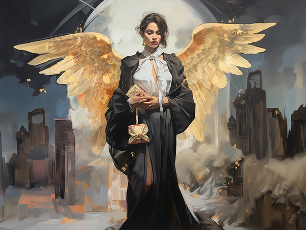 Isabella Devoux 'Wingspan of Wealth : Angel in the Aisles' 01 - Modern Interior Design Wall Art