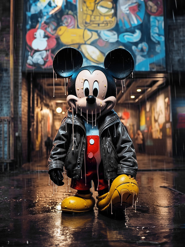 Malachai Starr 'Mickey's Midnight Rain: Wet Symphony' VII - Modern Interior Design Wall Art