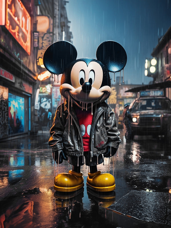 Malachai Starr 'Mickey's Midnight Rain: Wet Symphony' III - Modern Interior Design Wall Art