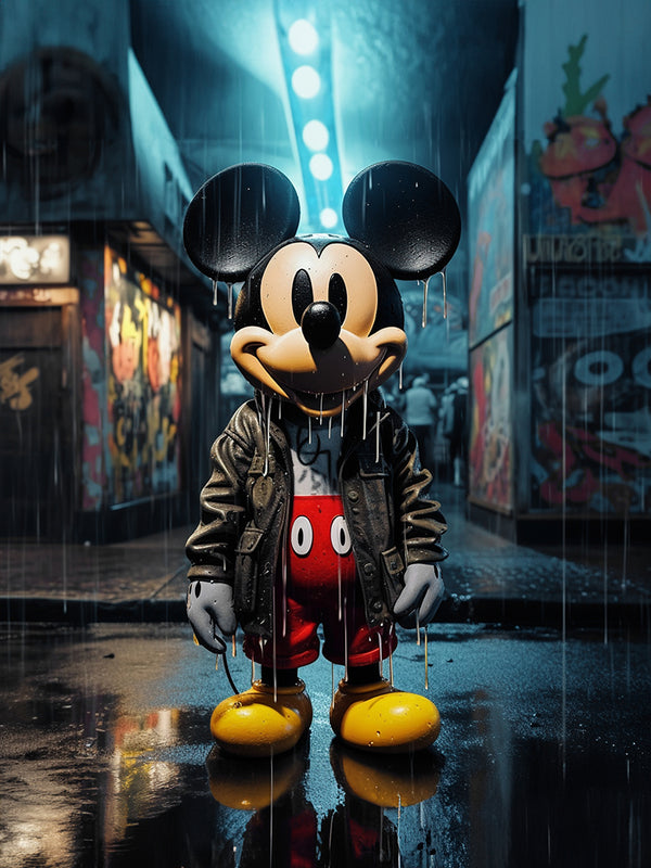 Malachai Starr 'Mickey's Midnight Rain: Wet Symphony' I - Modern Interior Design Wall Art