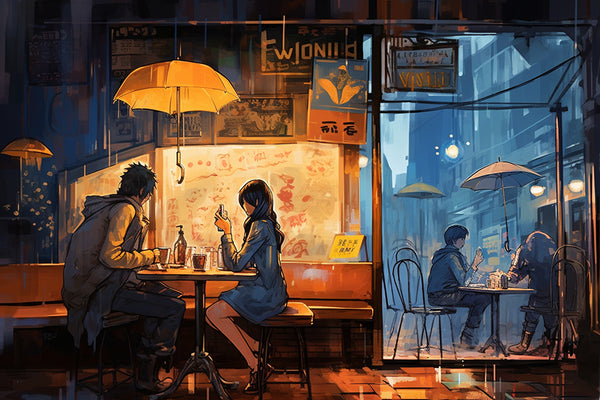 Kai Aoki 'Cafe Nights' 003 - Modern Interior Design Wall Art